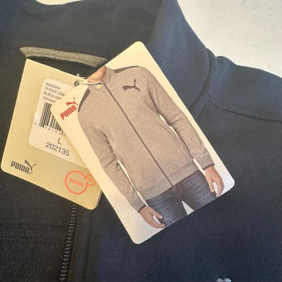 NWT PUMA Full Zip Fleece Sweatshirt Trainer Men's  Black Size L - Picture 2 of 6